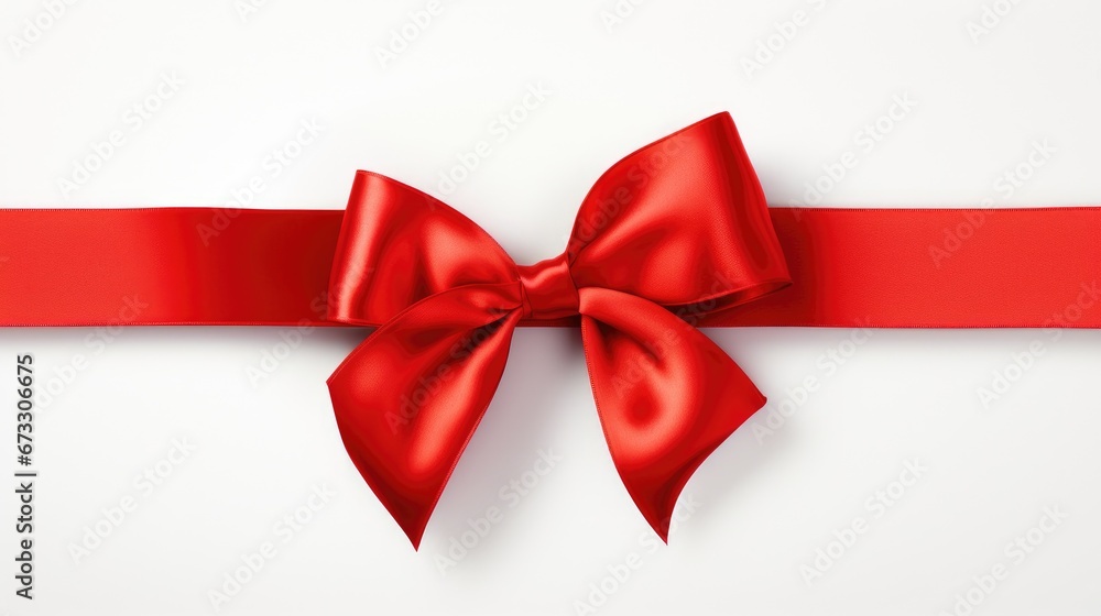 Shiny red satin ribbon on white background Shiny red satin ribbon on white background