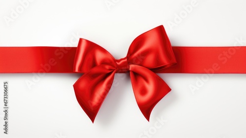 Shiny red satin ribbon on w...