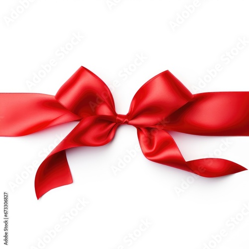 Shiny red satin ribbon on w...
