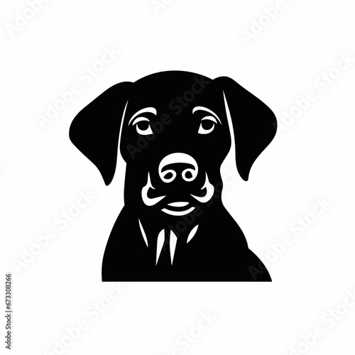 Labrador retriever black icon on white background. Labrador silhouette