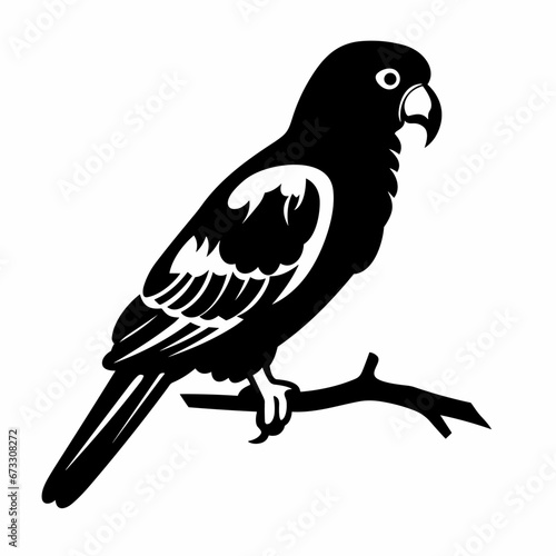 Parrot black icon on white background. Parrot silhouette