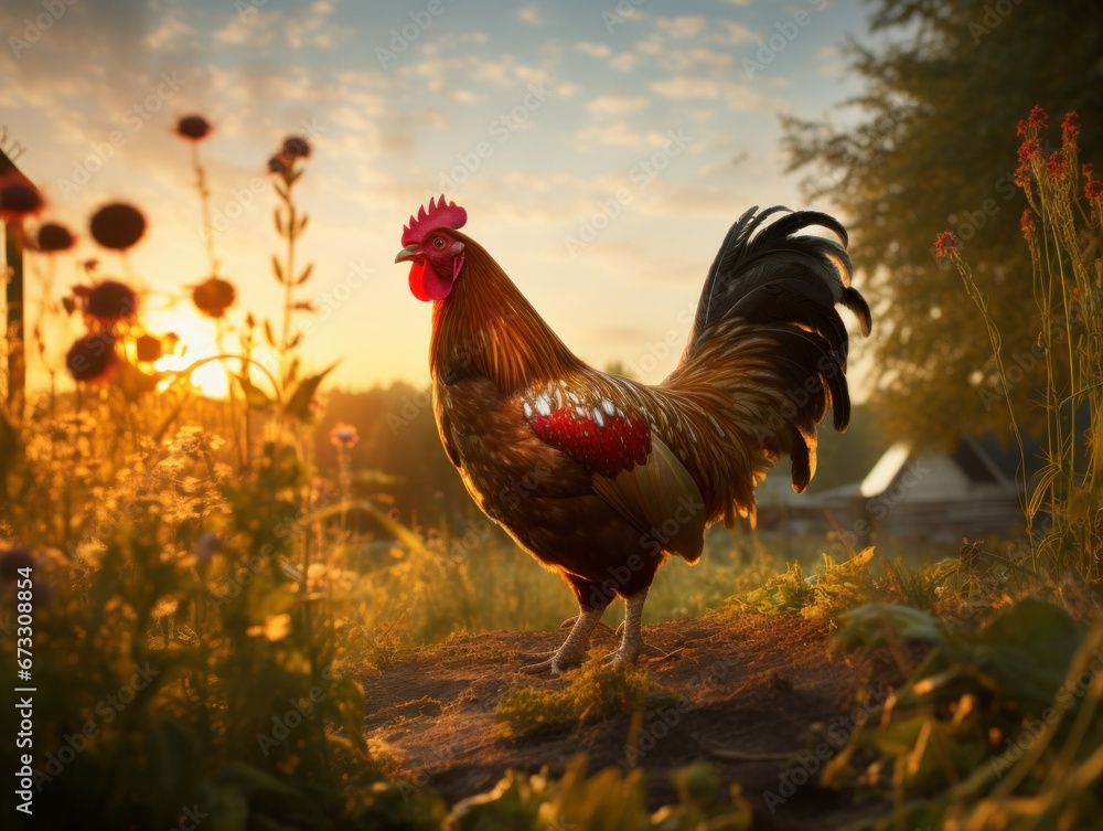 rooster in the countryside