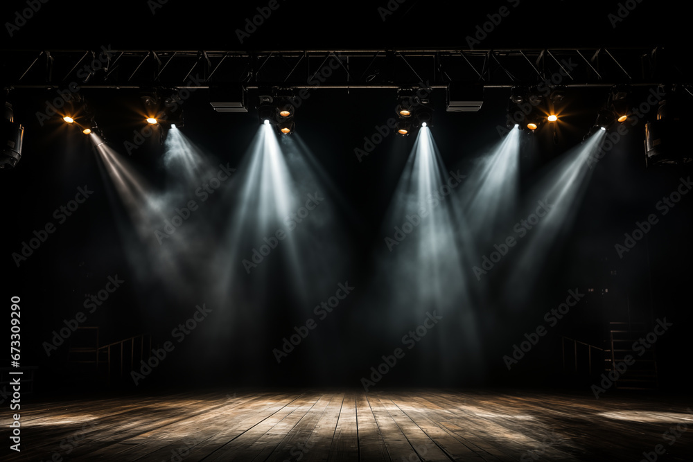 spotlight on stage with spotlight - obrazy, fototapety, plakaty 