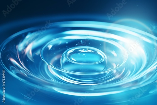 Abstract transparent liquid banner with concentric circles and ripples. Spa concept. Soft focus. Generative AI