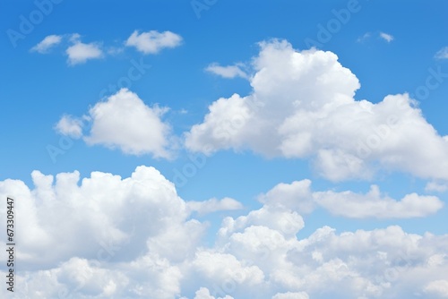 Vertical background with numerous white clouds against a blue sky. Generative AI