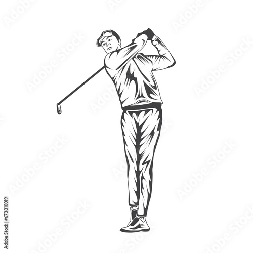 Retro Golf Player Vector