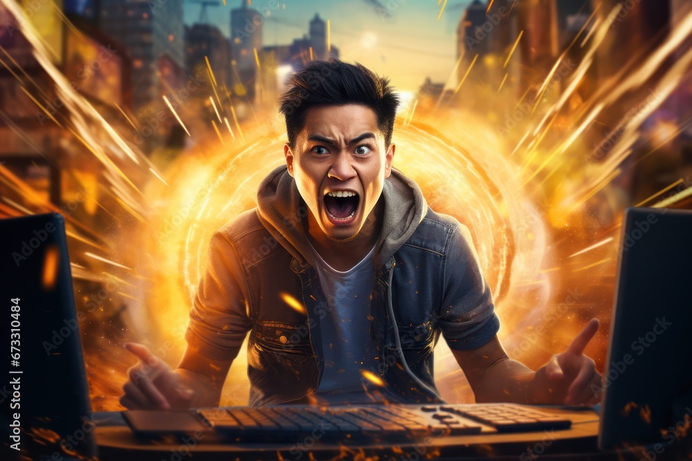 Asian Man Gamer Occupation Lifestyle Environment Generative AI Asian Man Gamer Occupation Lifestyle Environment Generative AI