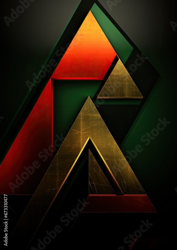 green orange red black gold triangle abstract geometric