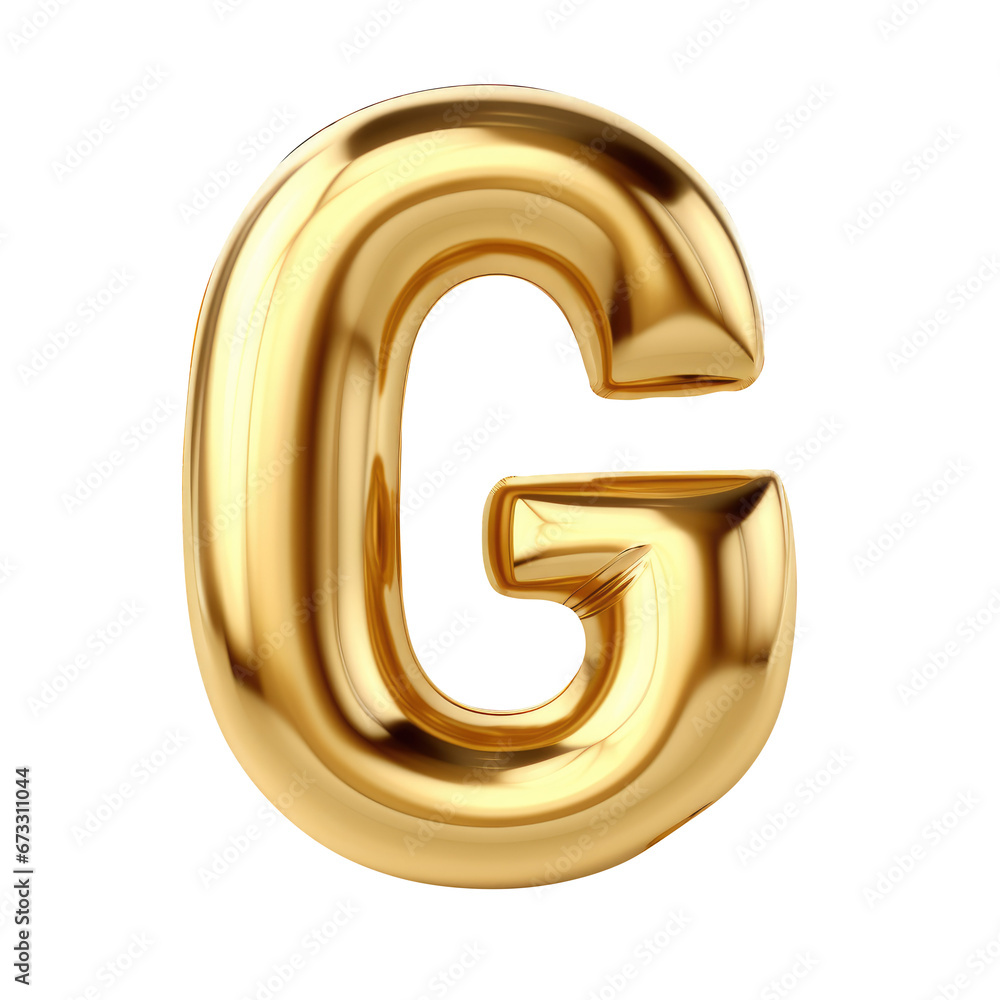 Gold metallic G alphabet balloon Realistic 3D on white background. Gold metallic G alphabet balloon Realistic 3D on white background.