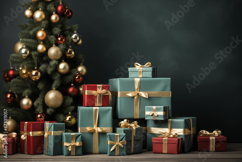 Wallpaper Mural christmas tree with gifts Torontodigital.ca