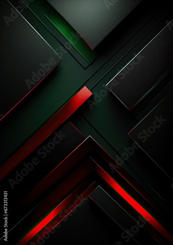 Overlapping layers of 3D black gray red luxury abstract