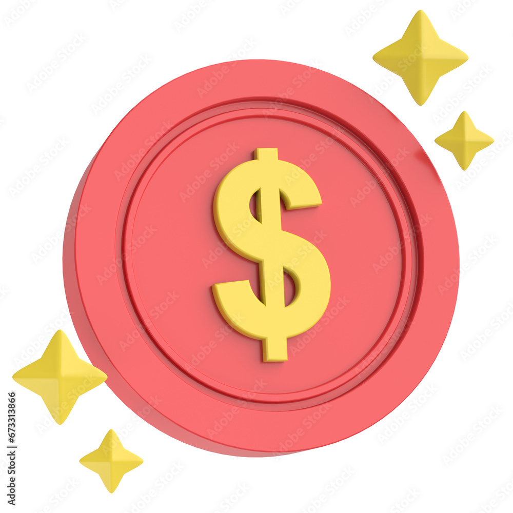 Obraz premium 3D dollar coin. 3D illustration.