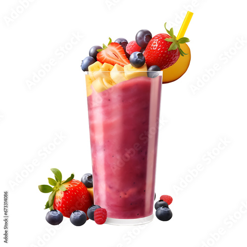 strawberry smoothie in glass on a transparent background