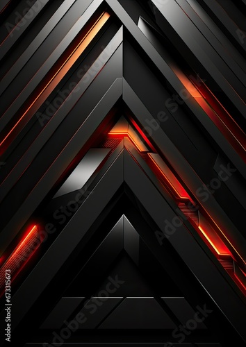 Overlapping layers of 3D red silver luxury abstract triangle background