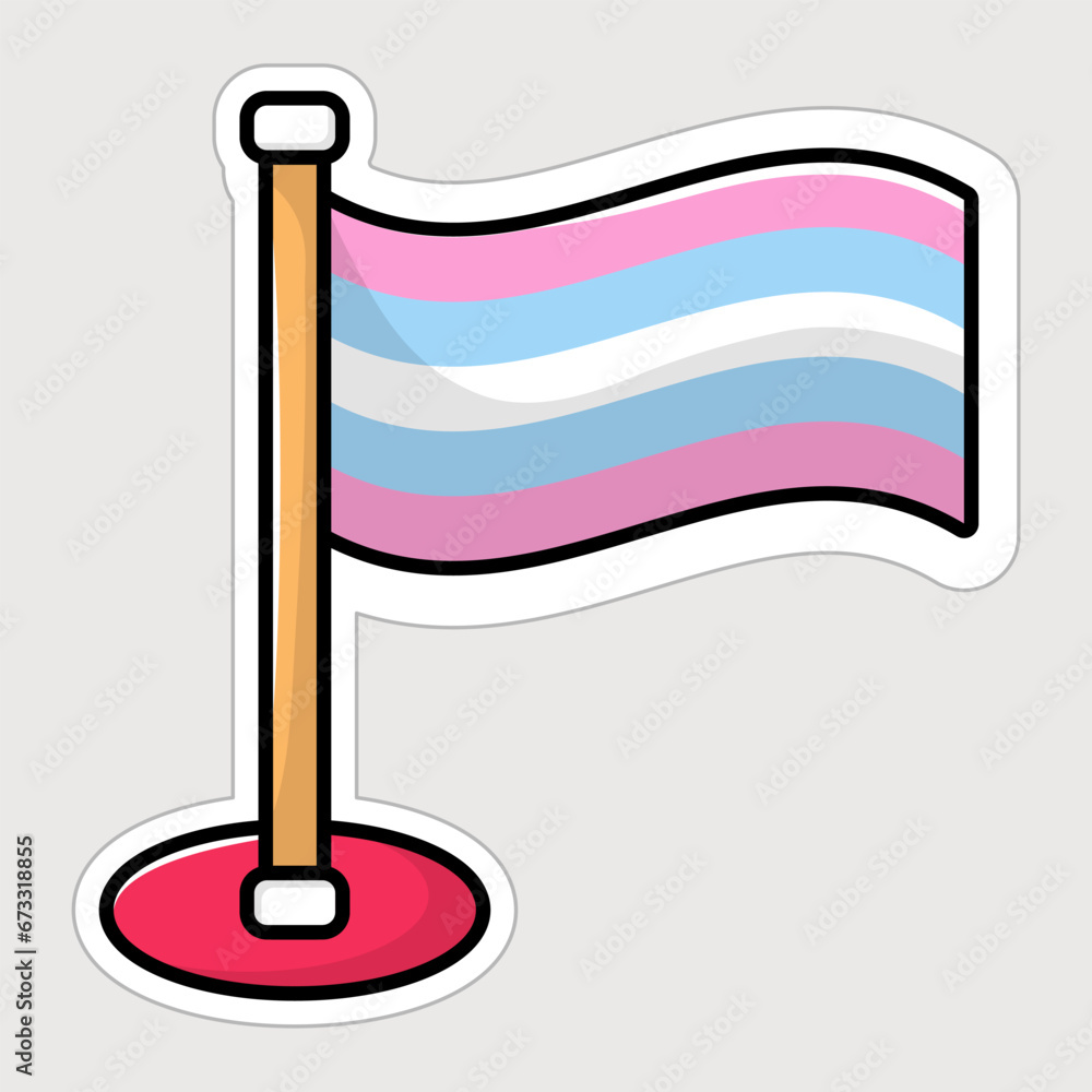 Transgender flag. Isolated vector icon. LGBT sign for gay pride, safe space. Pink blue white trans flag symbol. Simple flat illustration. Cute line art sticker Transgender flag. Isolated vector icon. LGBT sign for gay pride, safe space. Pink blue white trans flag symbol. Simple flat illustration. Cute line art sticker