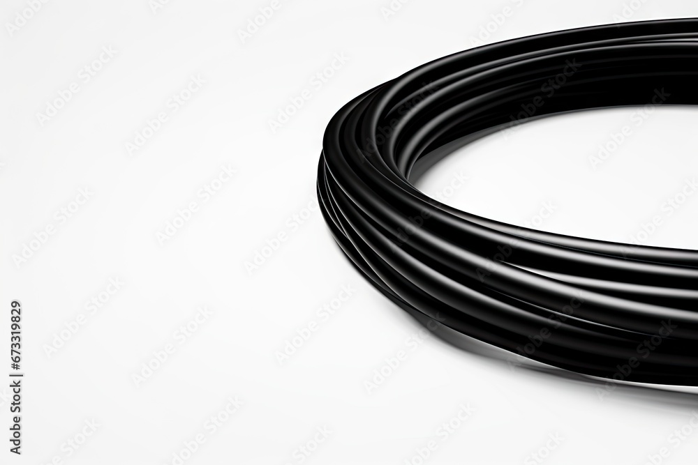 Black wire cable isolated on white background abstraction Black wire cable isolated on white background abstraction