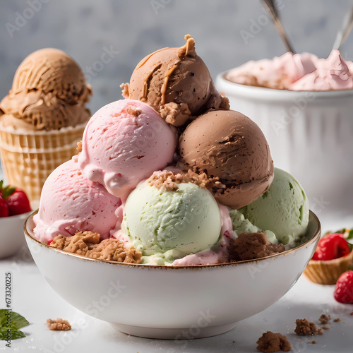 32 5000 bowl of ice cream on white background