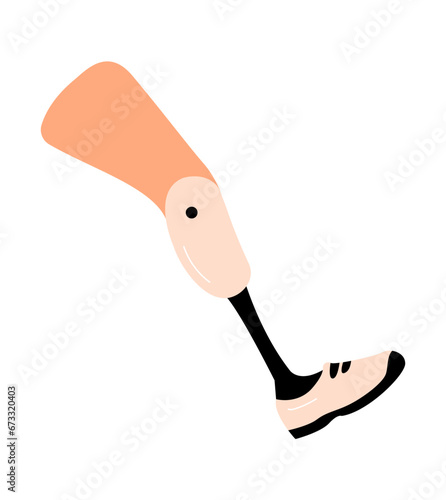 Bionic prosthetic leg. Exercise running. Recovery and medical and rehabilitation. A fulfilling and lifestyle. Vector illustration isolated on white background