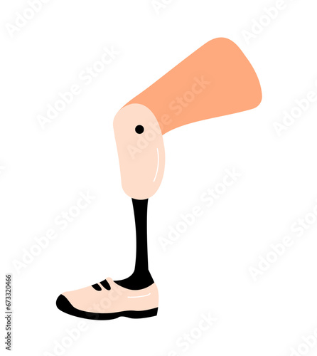 Bionic prosthetic leg. Exercise running. Recovery and medical and rehabilitation. A fulfilling and lifestyle. Vector illustration isolated on white background
