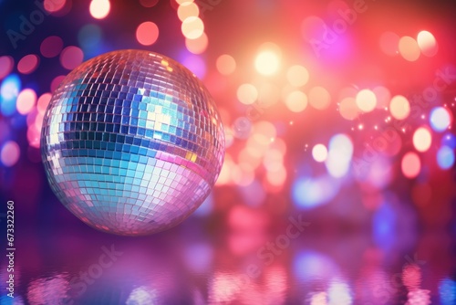 Colorful background with space for text and gleaming disco balls