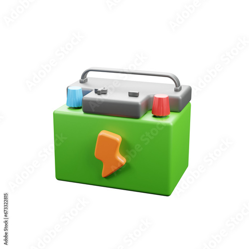Solar battery 3d icon illustration or car solar battery 3d icon