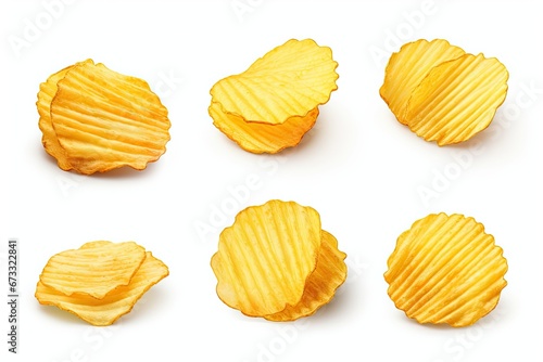Fluted potato chips on white background © LimeSky