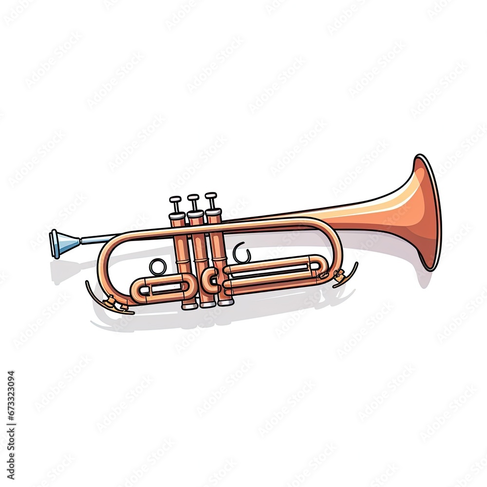 Obraz premium Trumpet isolated on light background, illustration generated with AI