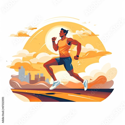 Running guy , isolated on white background, generated with AI