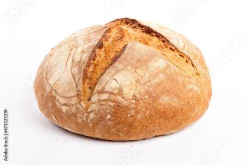 Fresh crispy round wheat bread on a white background isolated