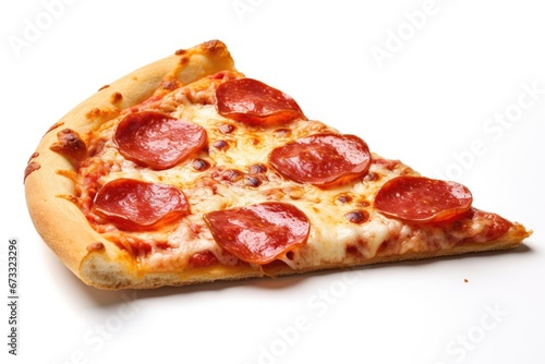 Fresh Italian pepperoni pizza on white background