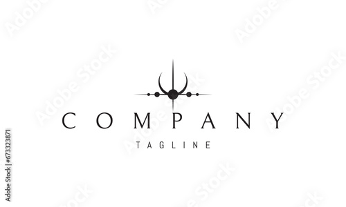 A vector logo with an abstract image of a reversed moon on the horizon in the form of an alchemical symbol.