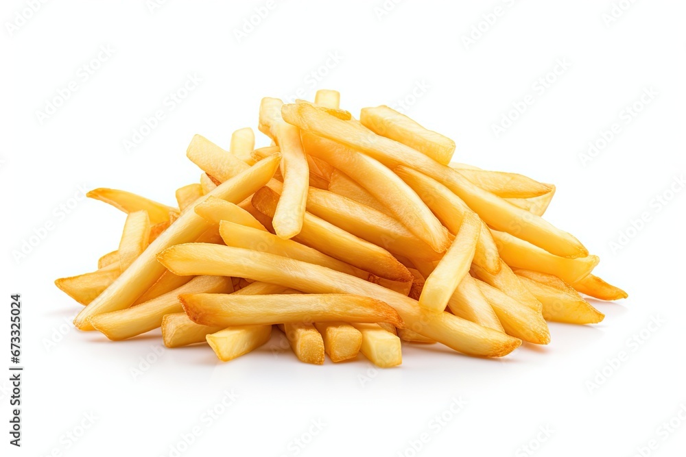 Isolated potato fry with clipping path on white background Isolated potato fry with clipping path on white background