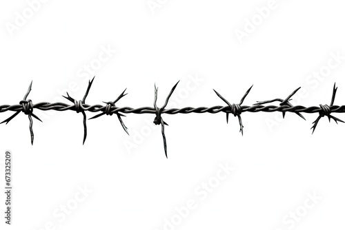 Isolated white barbed wire on white background photo