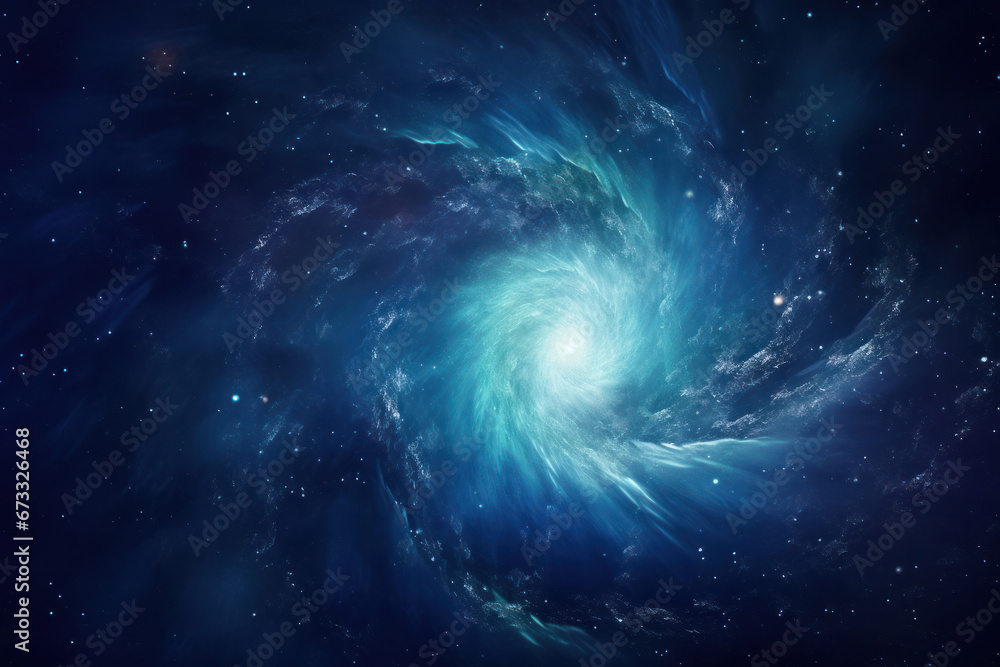 Blue cosmic Swirl in the Vastness of Space, The Enigmatic Beauty of a ...