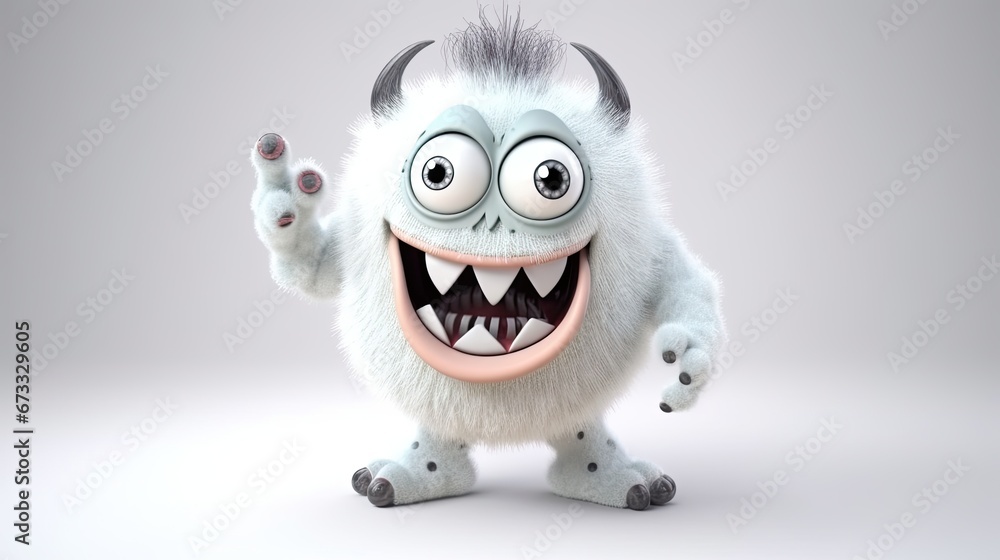 Colorful monsters with white background. Funny ai generated monsters.