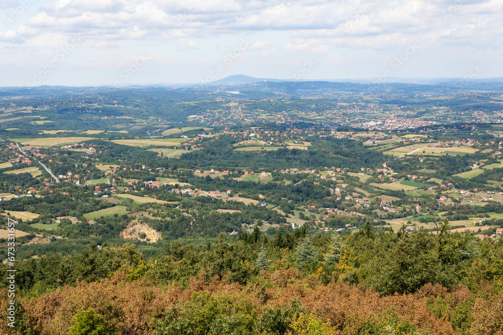 A hidden viewpoint, a view of Sumadija and Avala from a wooden tower