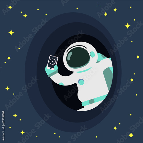 Business Concepts In Space. Flat Spacemans.