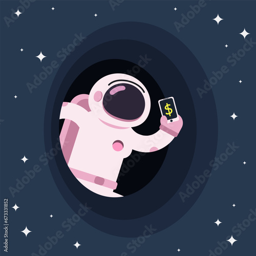 Business Concepts In Space. Flat Spacemans.