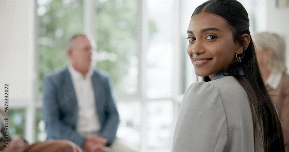 Woman face, group and therapy support or talking in counseling discussion, listening and happy for mental health. Professional or business people in diversity circle for psychology, helping or advice Woman face, group and therapy support or talking in counseling discussion, listening and happy for mental health. Professional or business people in diversity circle for psychology, helping or advice