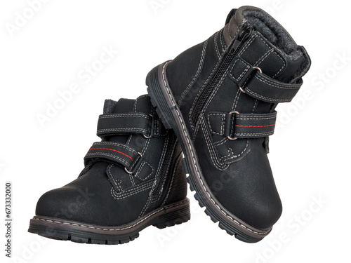 Canvastavla Waterproof leather boots with durable sole, high instep shoes for children, isol