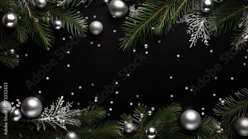 festive New Year background with fir branches.