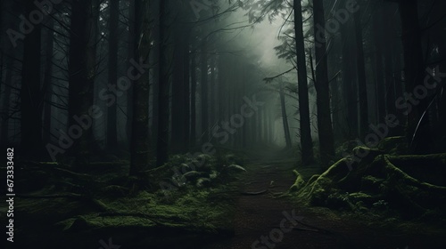 abandoned dense dark forest.