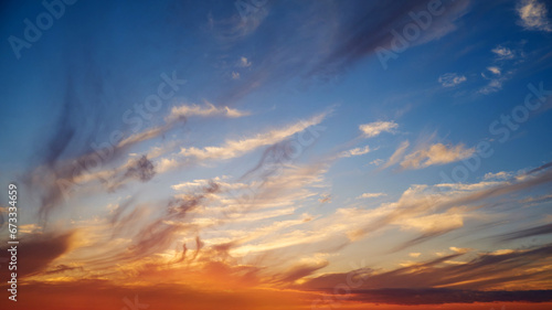 Colorful dramatic sky with cloud at sunset.Sky clouds at sunset.