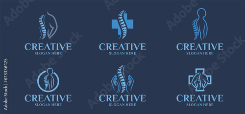 chiropractic logo. Spine health symbol, spine medical logo
