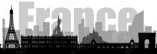 Photos Silhouette of France landmarks, vector illustration.