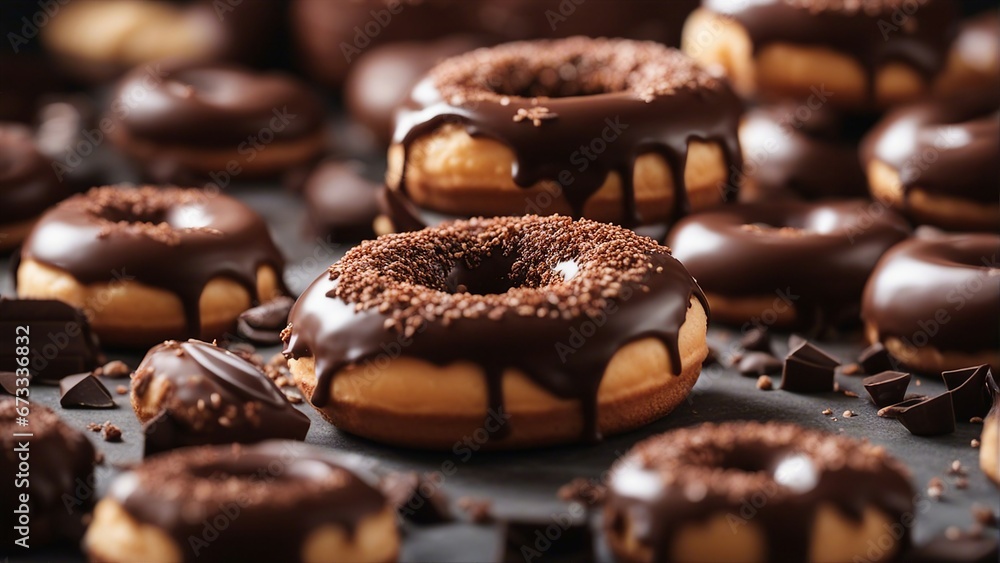 delicious chocolate donut, blurry background
