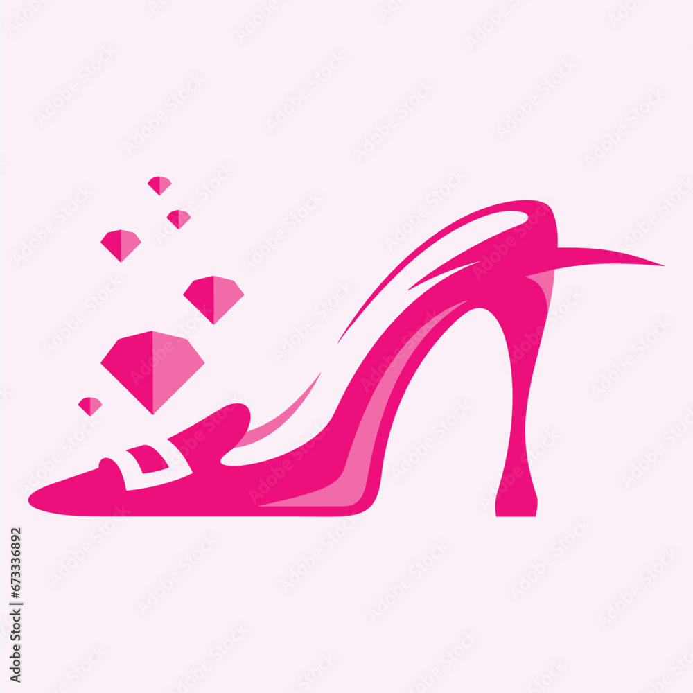 High heels shoe vector icon, Women's shoe glyph icon. Symbol, logo illustration.Woman shoes vector icons isolated on pink background.Fashion footwear design. - obrazy, fototapety, plakaty 