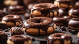 delicious chocolate donut, blurry background
