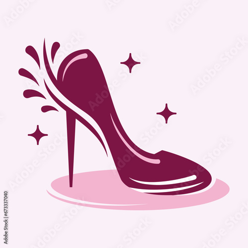 High heels shoe vector icon, Women's shoe glyph icon. Symbol, logo illustration.Woman shoes vector icons isolated on pink background.Fashion footwear design.