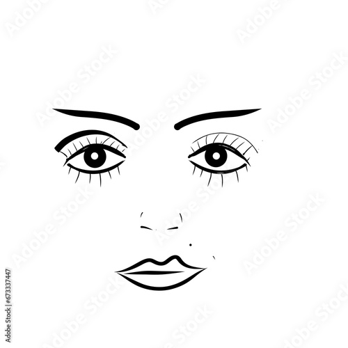 Sketh of a woman face on white background. © Marcin